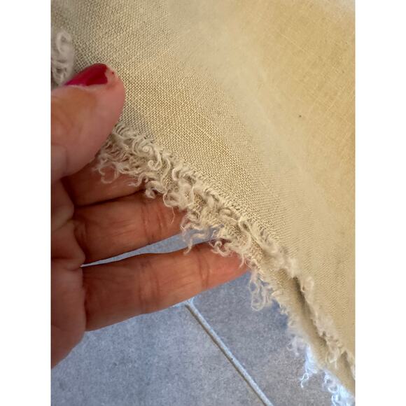 Jillian Jones Linen Pants 16W Wide Leg Unfinished Hem 24" Inseam Beige - Picture 4 of 7